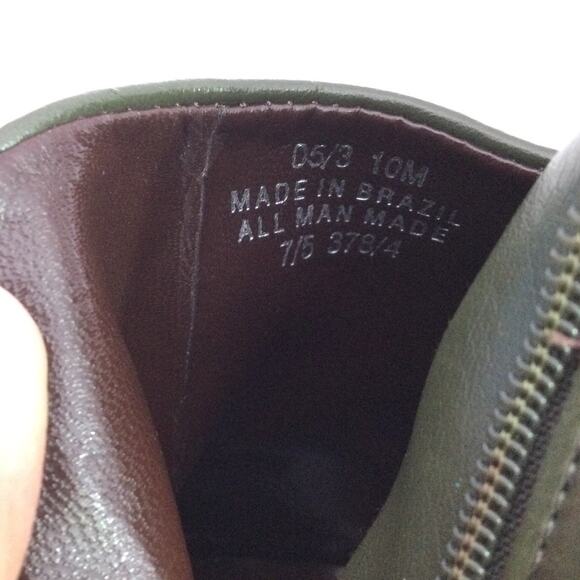 Franco Sarto Square Toe Olive Green Vegan Leather Side Zip Bootie 10M - Picture 11 of 12